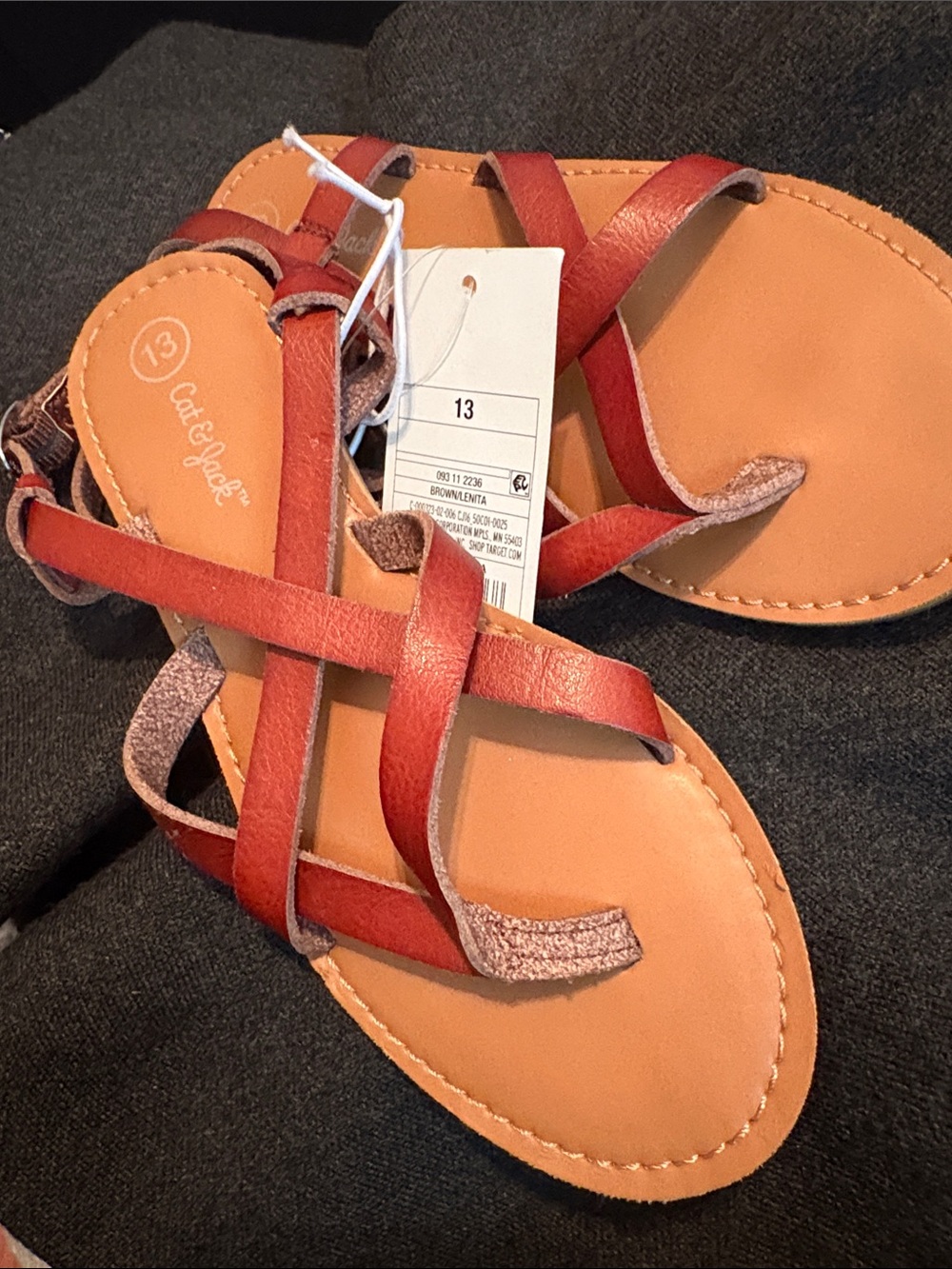 NWT Cat & Jack Red Cross-Strap Girl’s Sandals